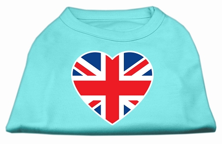 British Flag Heart Screen Print Shirt Aqua XL